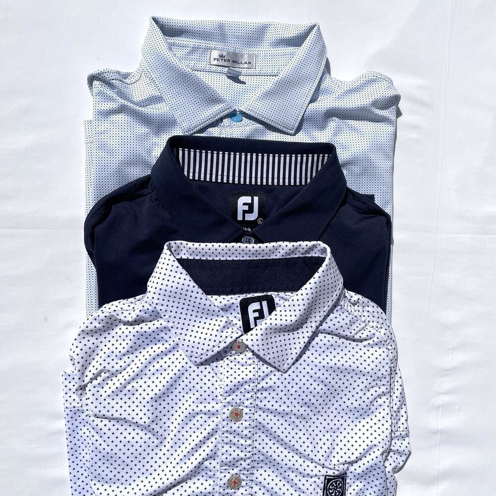 Lot Of 3 FJ Peter Millar Performance Golf Polo Shirts Mens Large Ojai Valley
